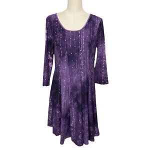 Sami & Jo Sequin Embroidered A Line  Purple Dress Size Large